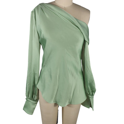 Simkhai Asymmetric Green Alice One Shoulder Blouse Size XS NWT