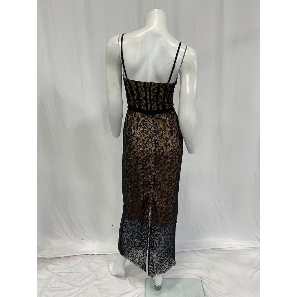 Simkhai 'Ruth' Black Polyamide Bustier Midi Dress Size 4