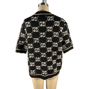 Gucci Monogrammed Black Gg Jacquard Boucle Sweater Size L
