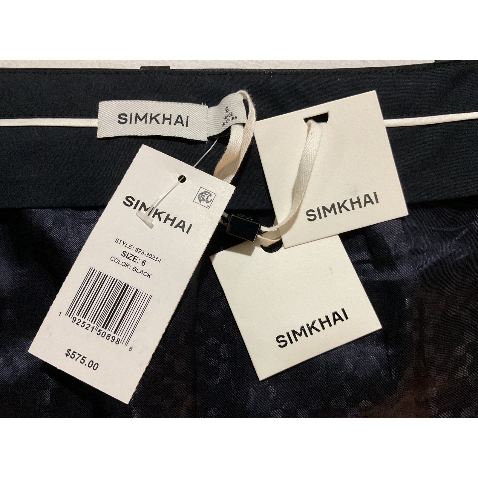 Simkhai 'Clarisse' Black Wool Satin Combo Overlap Maxi Skirt Size 6 - NWT