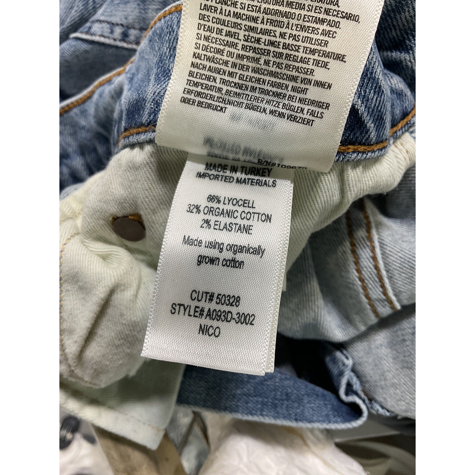 Agolde 'Nico' Blue High Rise Slim Fit Denim Jeans Size 30