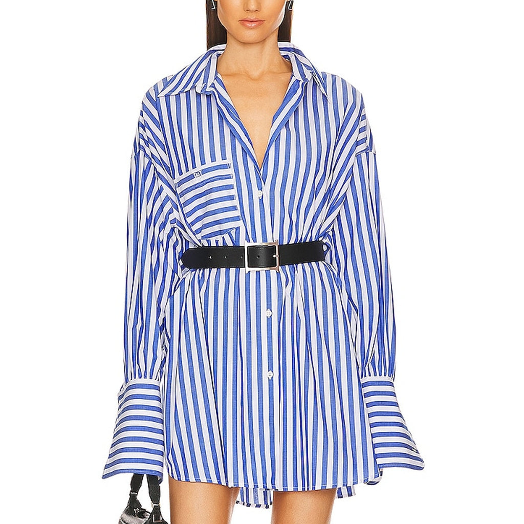 Helsa Poplin Blue Cotton Oversized Shirt Size 0 / S