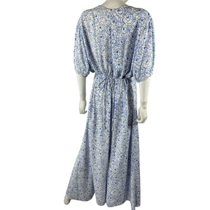 Faithfull The Brand 'Bellavista' Blue Rayon Midi Dress Size XL