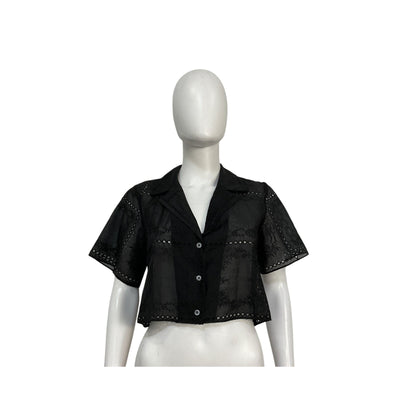 Helsa 'Handkerchief' Black Lyocell Camp Shirt Size XS