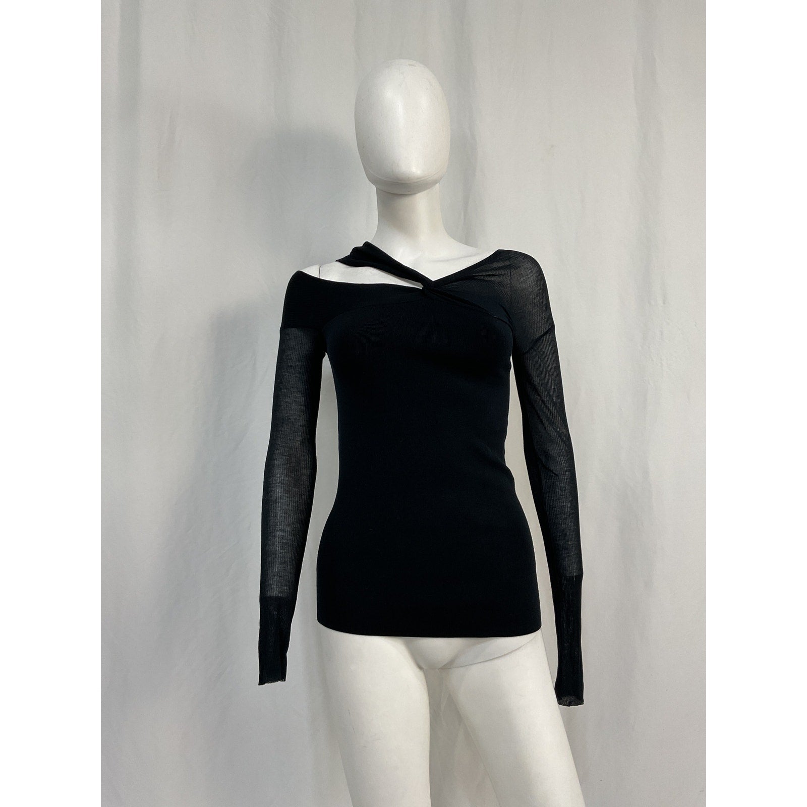 Helmut Lang Black Viscose Long Sleeve Twist Top Size S - NWT