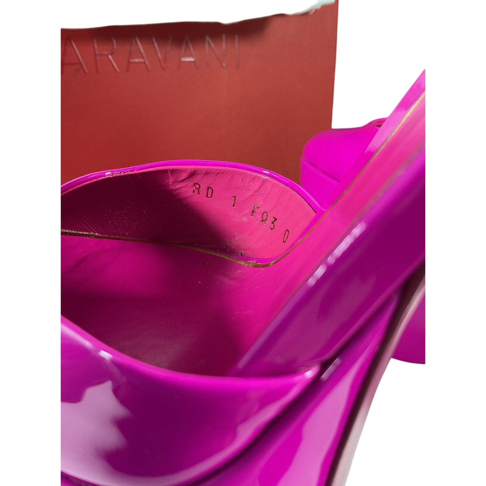 Valentino 'Disco' Pink Leather Box Sling Back Heel Size 9.5