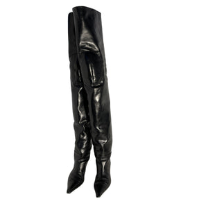 Alexander Wang Sleek Black Viola 65 High Hip Thigh High Boots Size 38 EU / US 8