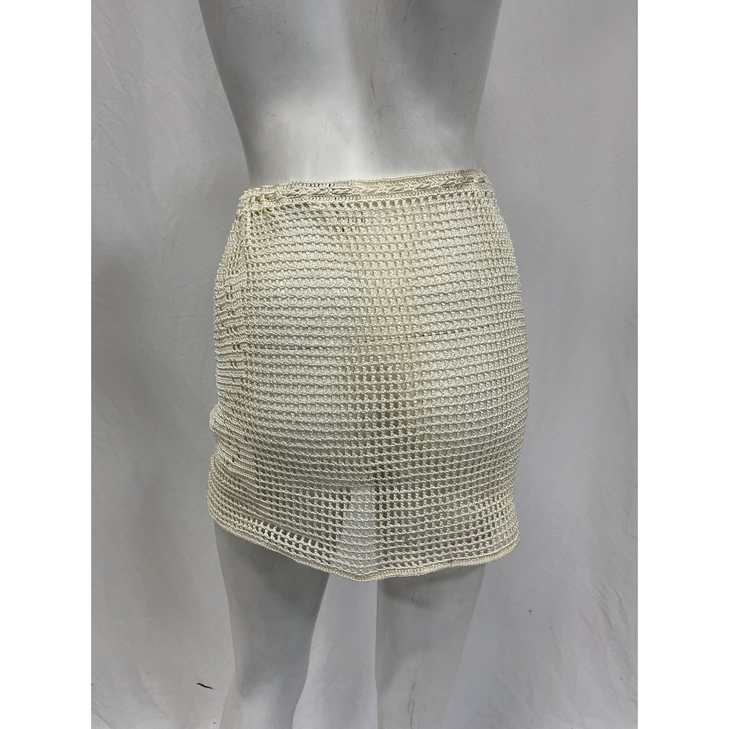 My Beachy Side Crochet White Polyester Butterfly Mini Skirt Size M / L