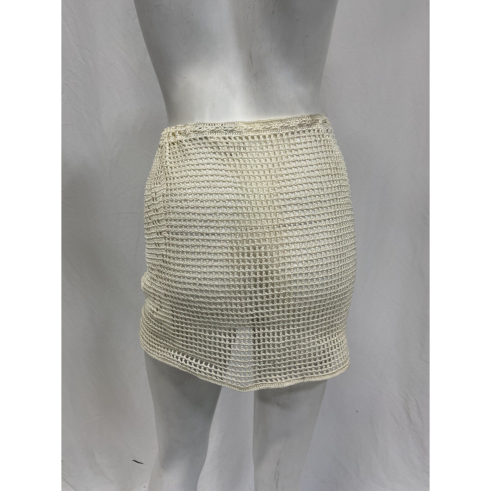 My Beachy Side Crochet White Polyester Butterfly Mini Skirt Size M / L