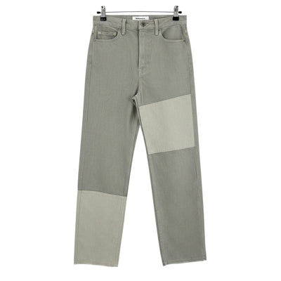 Reformation Tonal Patch High Rise Straight Green Ryan Denim Jeans Size 24