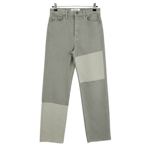 Reformation Tonal Patch High Rise Straight Green Ryan Denim Jeans Size 24
