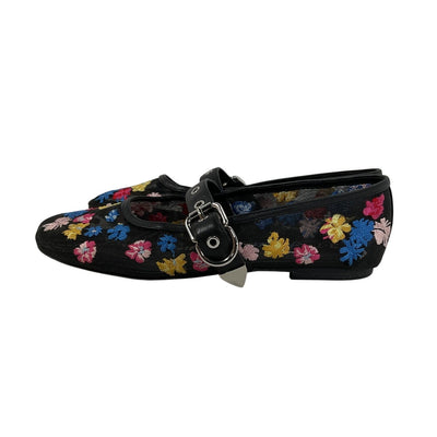 3.1 Phillip Lim Embroidered Black Multi Id Flowerworks Mary Jane Flats Size 38 EU / US 8