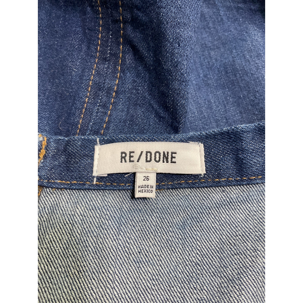 Re/Done Split Blue Cotton Front Skirt Size 26