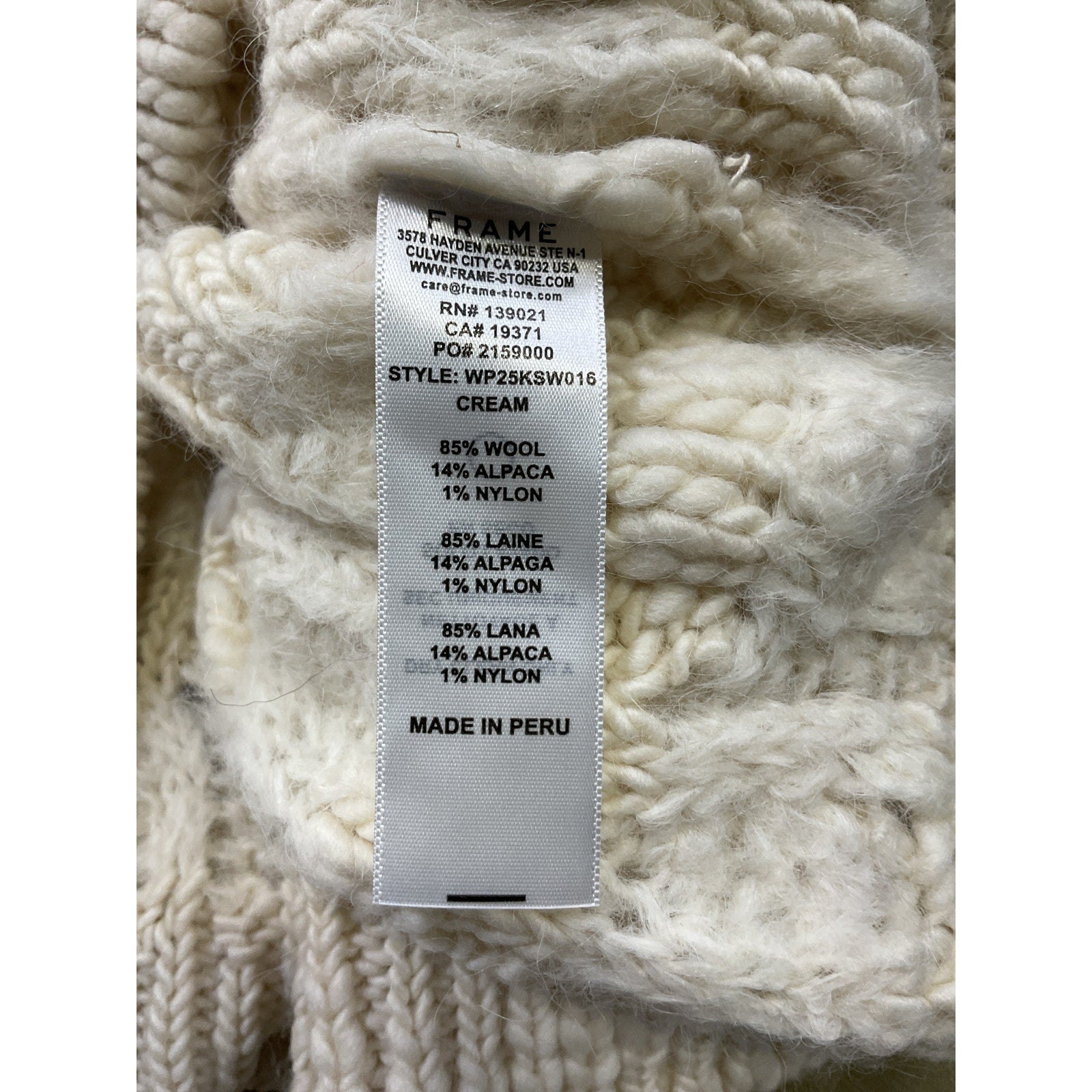 Frame 'Popcorn' White Wool Stripe Sweater Size S