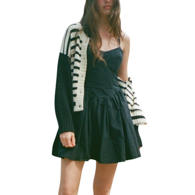 Ciao Lucia Smocked Black Nadja Mini Dress Size M