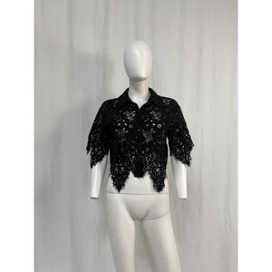 L'Academie 'Calla' Black Polyamide Lace Top Size S