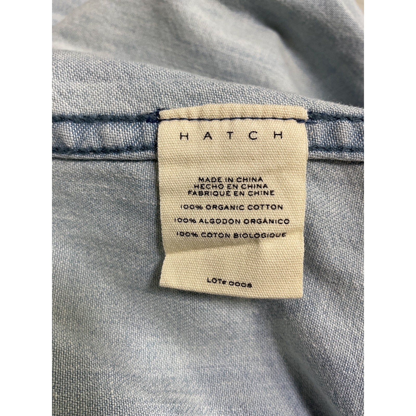 Hatch The Denim 'Maternity' Blue Cotton Shirt Size XL