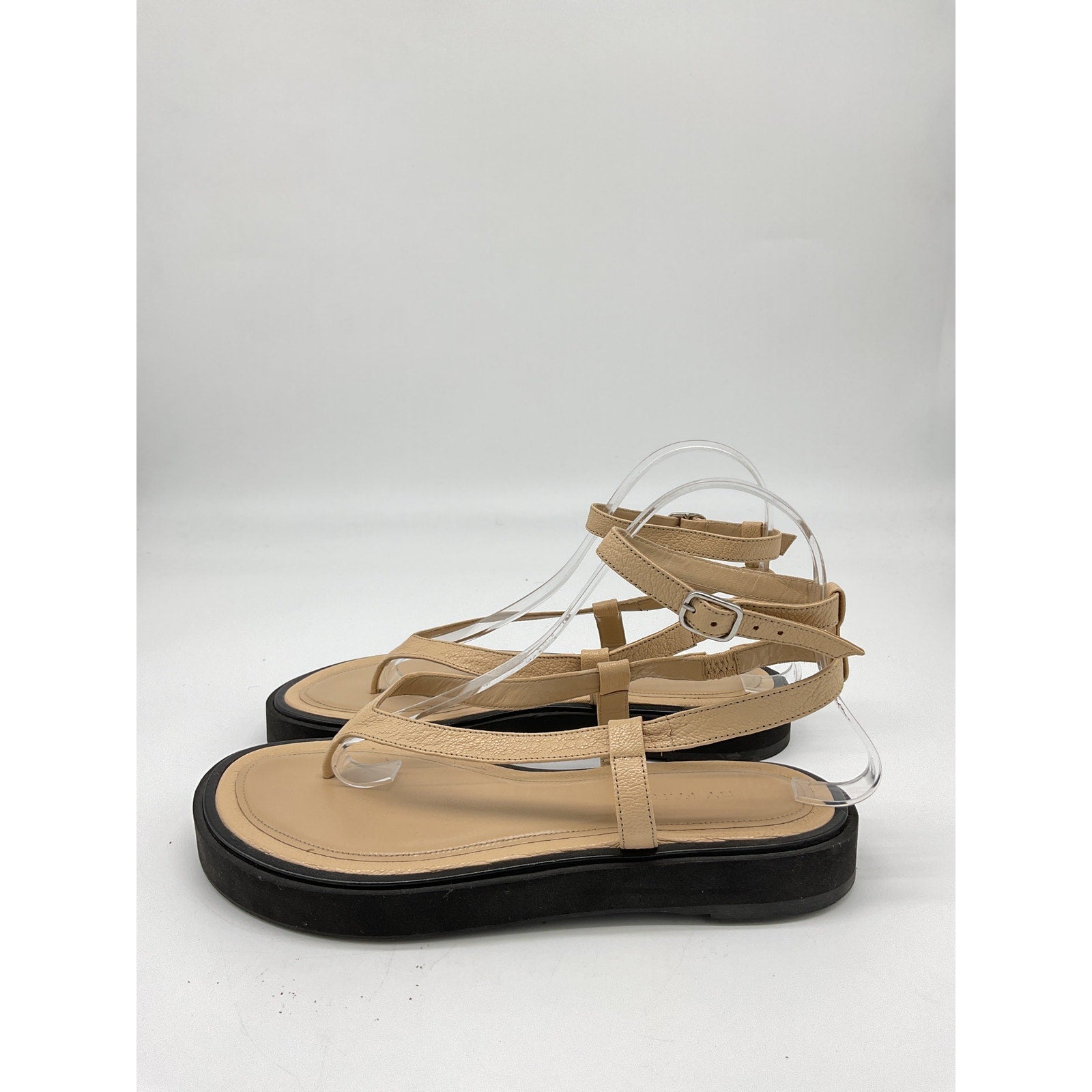 By Far 'Cece' Beige Leather Grained Sandal Size 8