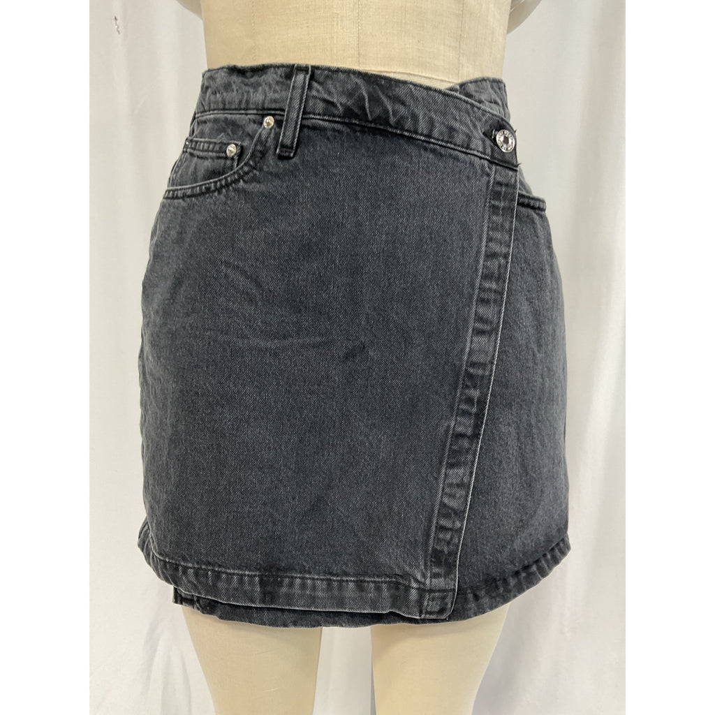 Derek Lam 10 Crosby 'Ana' Grey Asymmetrical Denim Mini Skirt Size 26
