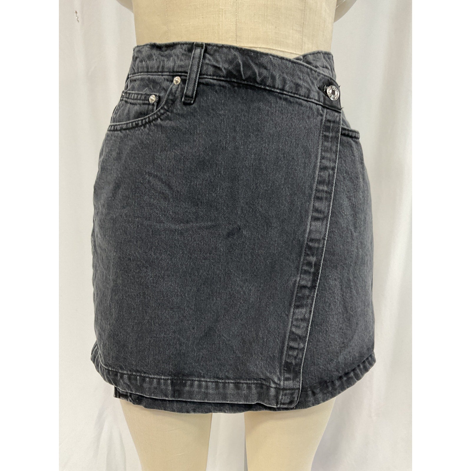 Derek Lam 10 Crosby 'Ana' Grey Asymmetrical Denim Mini Skirt Size 26