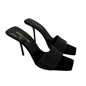 Saint Laurent Embellished Black Lucky Evening Mules Size 38.5 EU / US 8.5