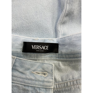 Versace High Rise Wide Leg Blue Cargo Denim Jeans Size 25