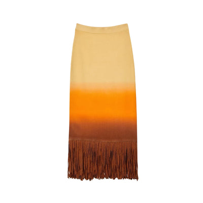 Sandro 'Aldira Dégradé' Brown Viscose Stretch-Knit Midi Skirt Size 34