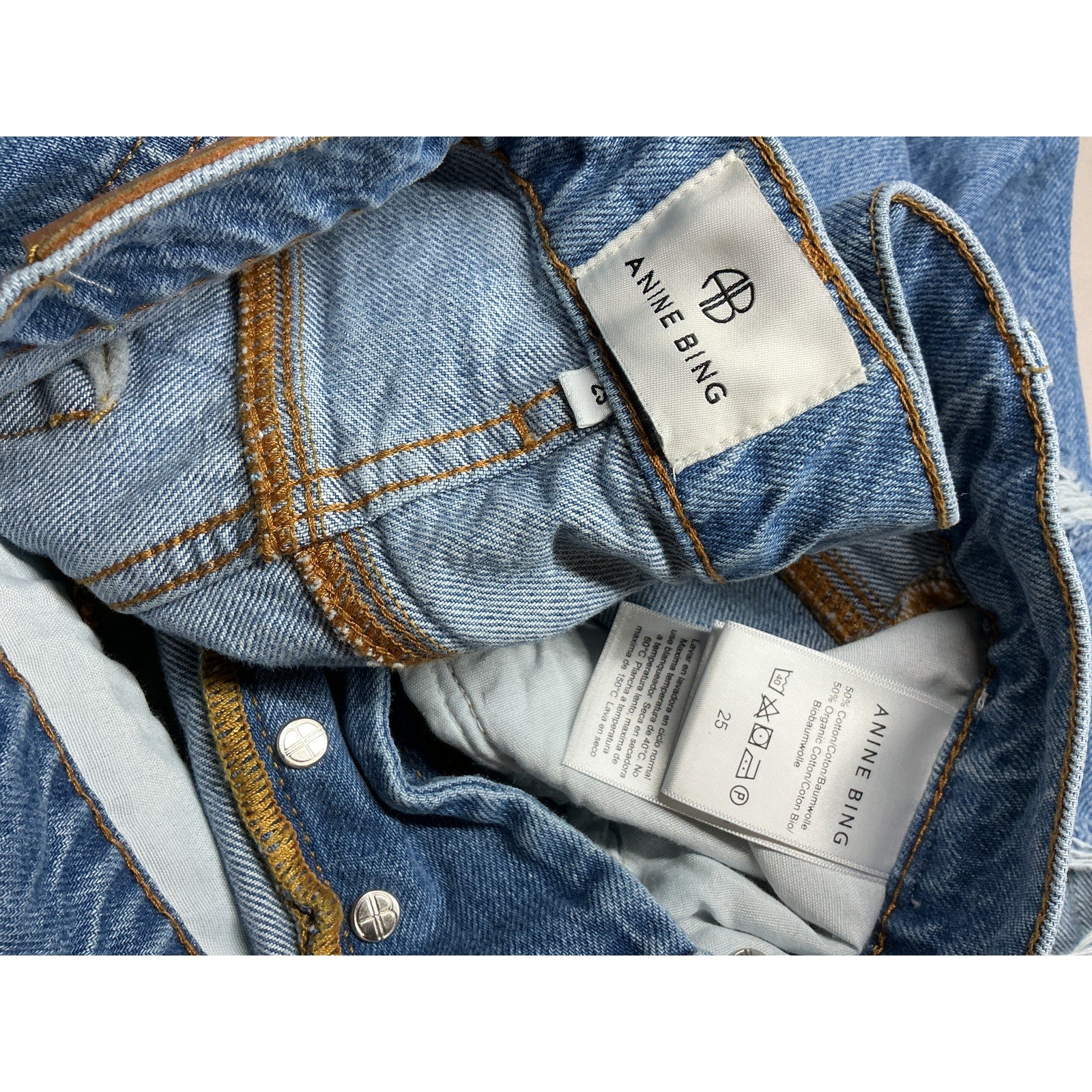Anine Bing 'Gio' Blue Cotton Jeans Size 25