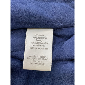 Ronny Kobo 'Astrid' Blue Viscose Ruched Satin-Jacquard Midi Dress Size S