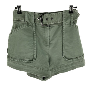 Derek Lam Chic Green Paperbag Belted Shorts Size 00
