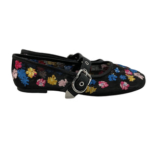 3.1 Phillip Lim Embroidered Black Multi Id Flowerworks Mary Jane Flats Size 38 EU / US 8