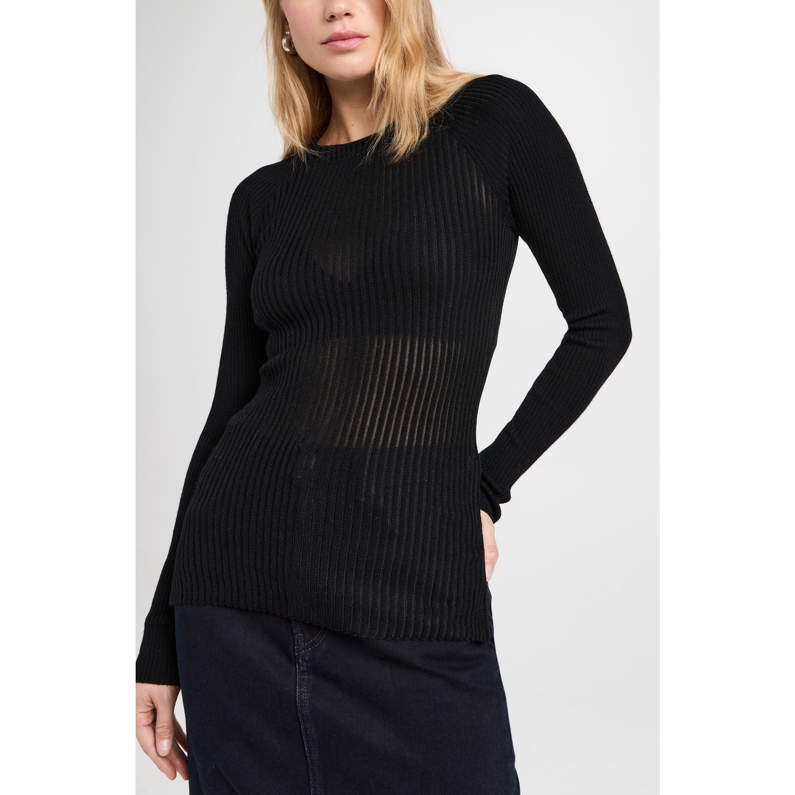 Rag & Bone Black Merino Wool Dorit Crew Size S/P