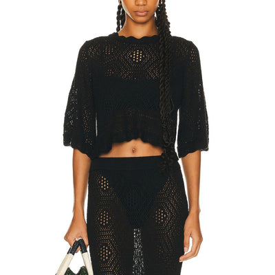 Posse Chic Black Willa Crochet Top Size XS