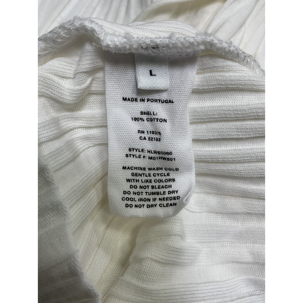 Helmut Lang Long Sleeve White Cotton Crop Polo Top Size L