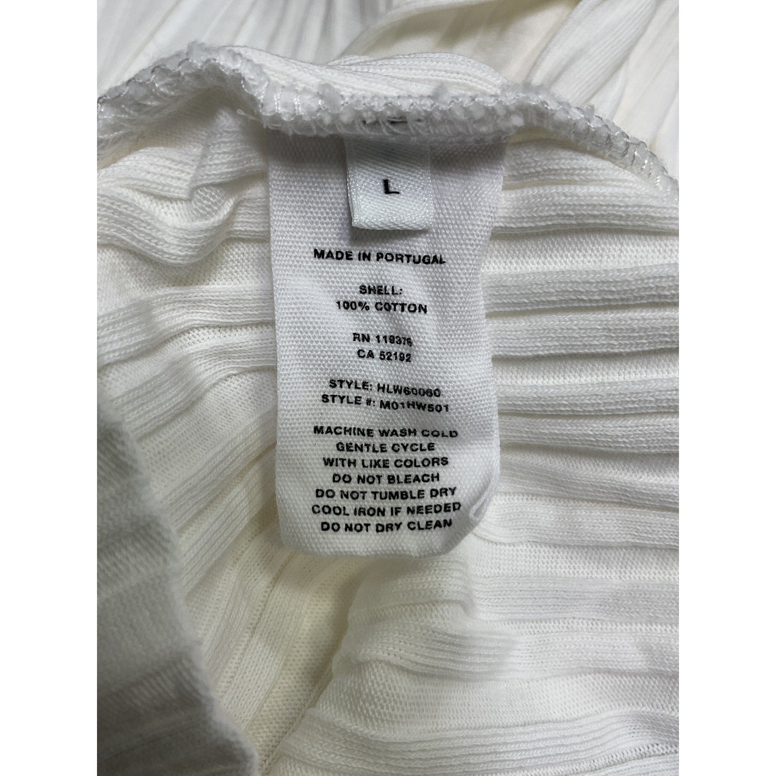 Helmut Lang Long Sleeve White Cotton Crop Polo Top Size L