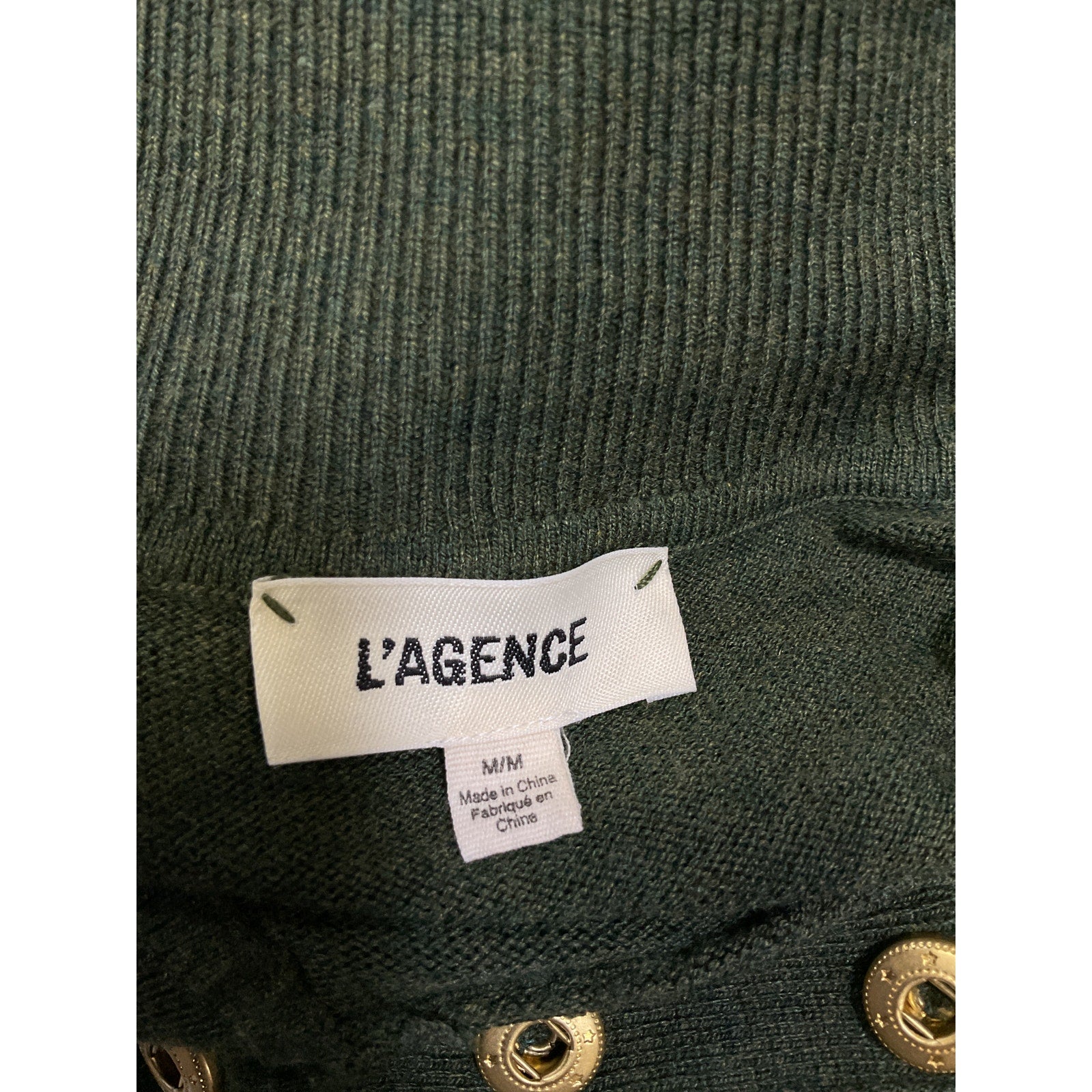 L'Agence 'Kamdyn' Green Cropped Mock-Neck Long Sleeve Sweater Size M