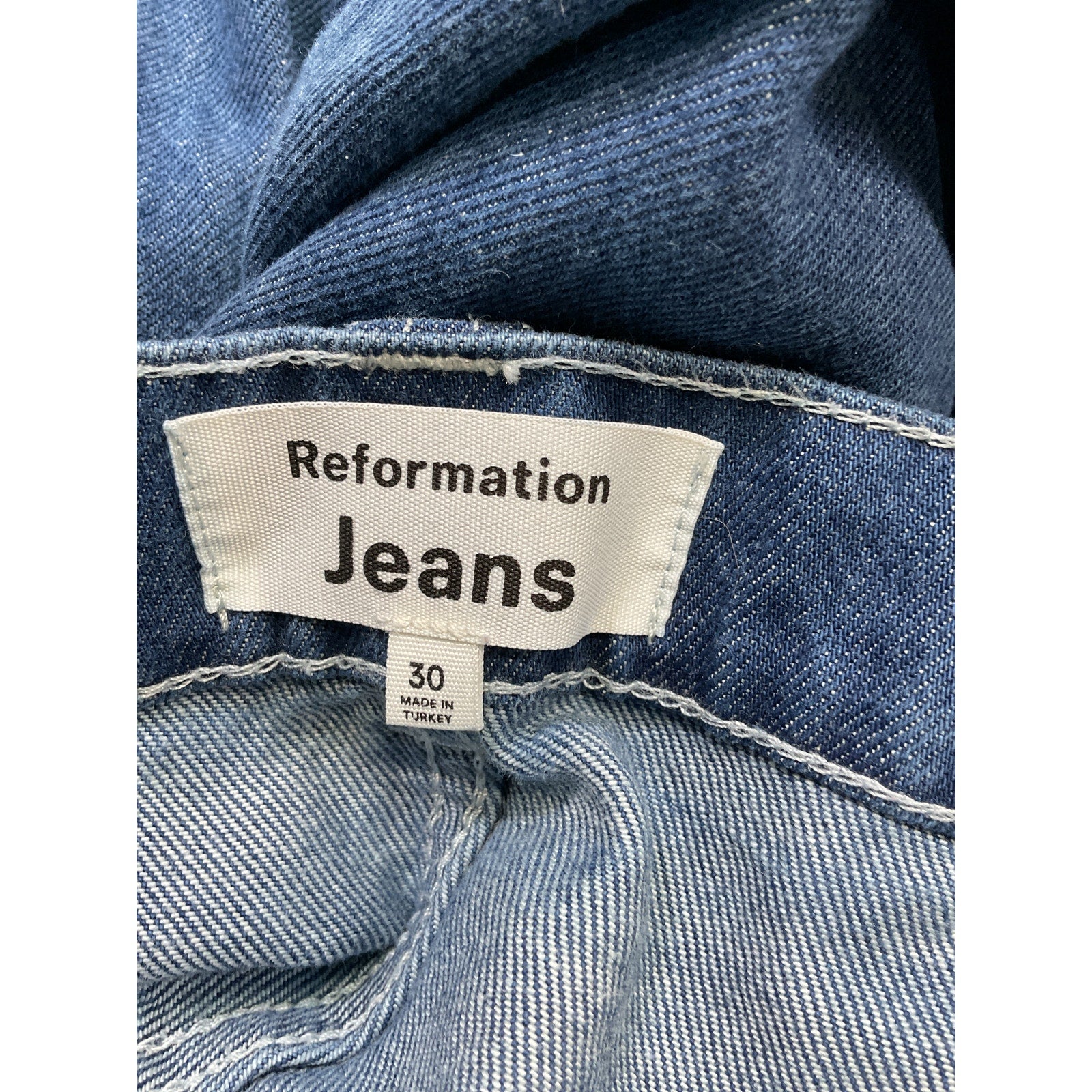 Reformation High-Rise Blue Wide-Leg Organic Denim Jeans Size 30