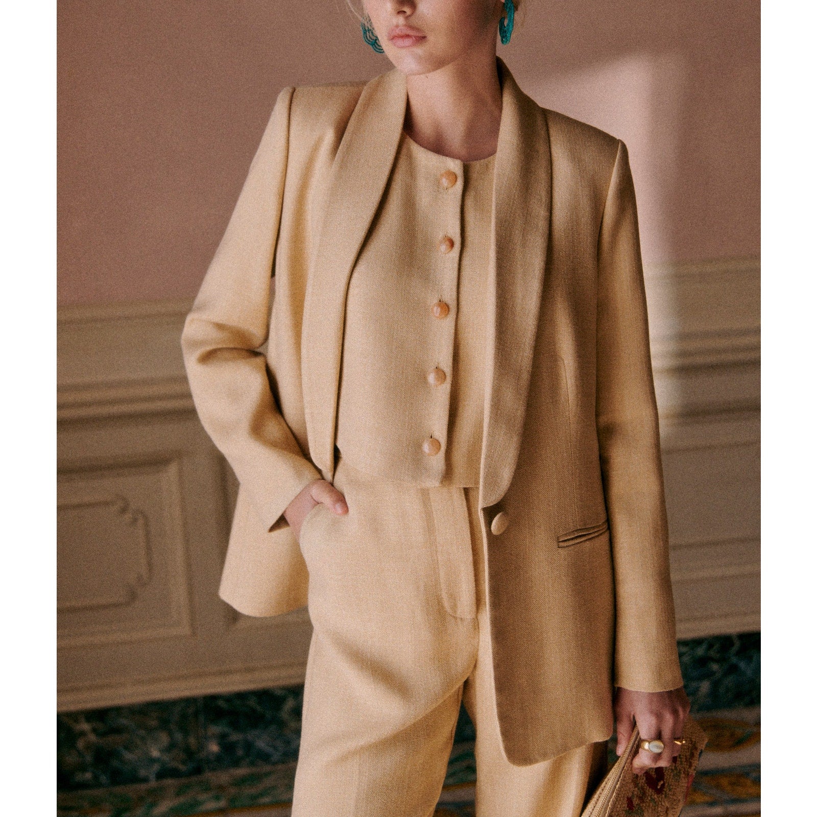 S�zane 'Gina' Beige Viscose Jacket Size 36