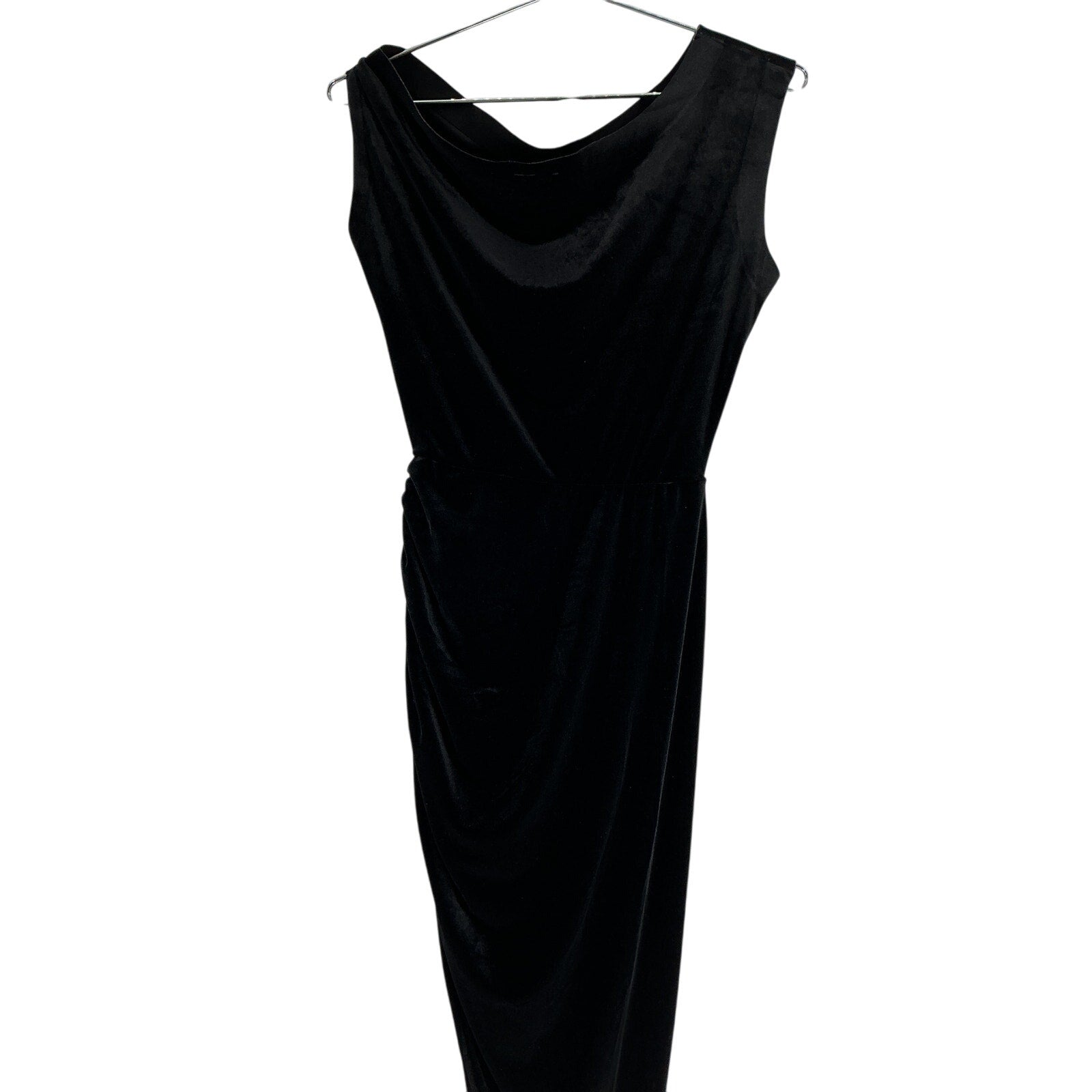 Norma Kamali Black Polyester Drop Shoulder Side Drape Gown Size S