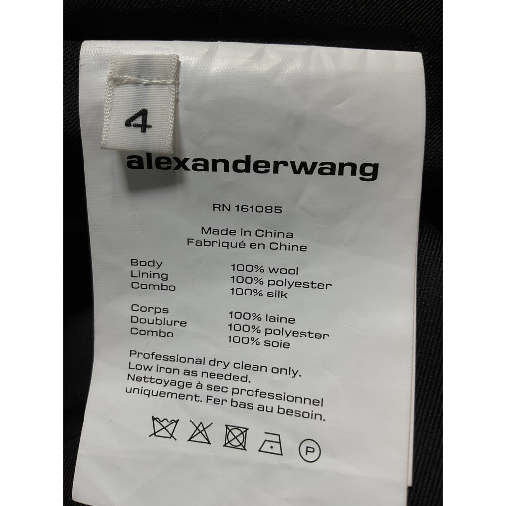 Alexander Wang Low Rise Black Wool Blend Wide Leg Boxer Trouser Size 4 - NWT
