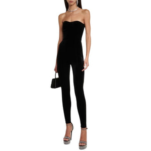 Alex Perry Sleek Black Velvet Jumpsuit Size 6