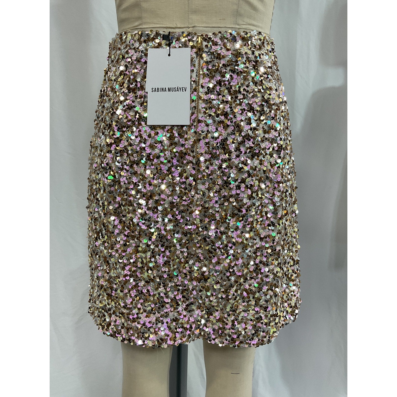 Sabina Musayev 'Violeta' White Sequin Embellished Mini Skirt Size S - NWT