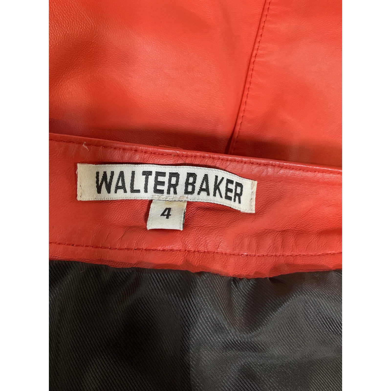 Walter Baker 'Alicia' Red Mini Leather Skirt Size 4