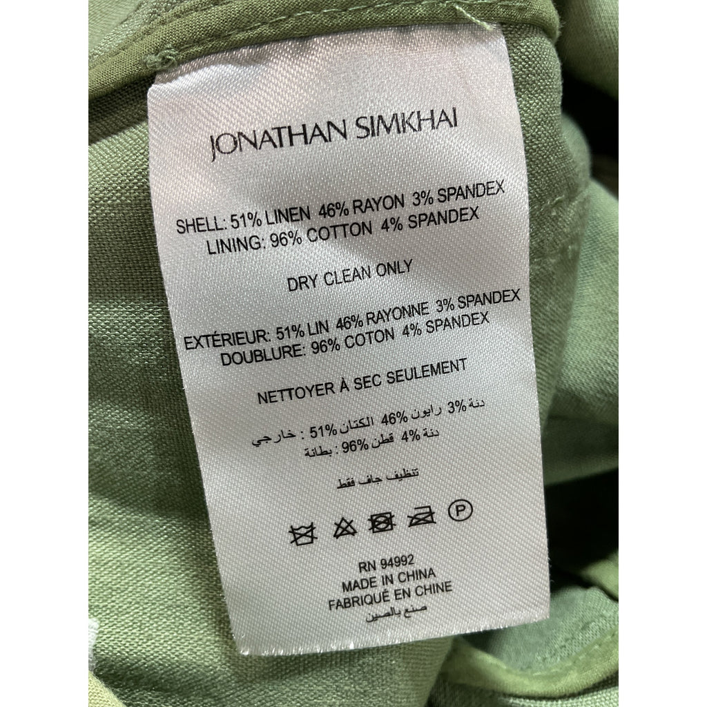 Simkhai 'Carolina' Green Linen Cargo Utility Pant Size 4