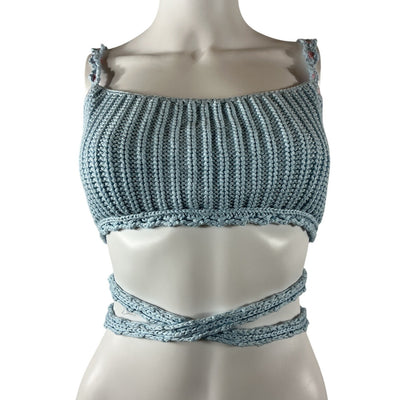 Agua Bendita Crocheted Blue Albany Top Size S