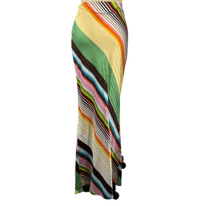 Christopher John Rogers Vibrant Multicolor Bias Maxi Skirt Size 2