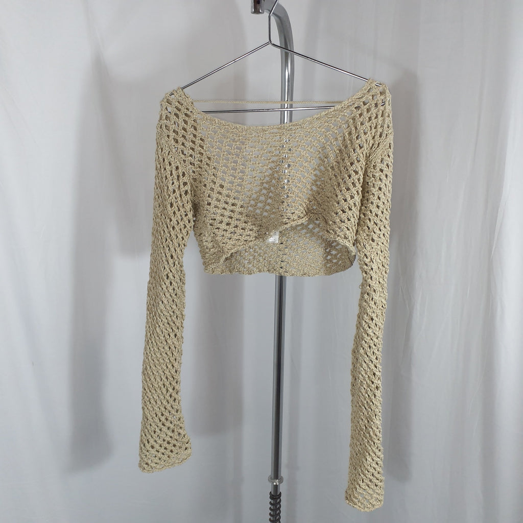 Bananhot 'Magen' Tan Crochet Knit Sweater Size M