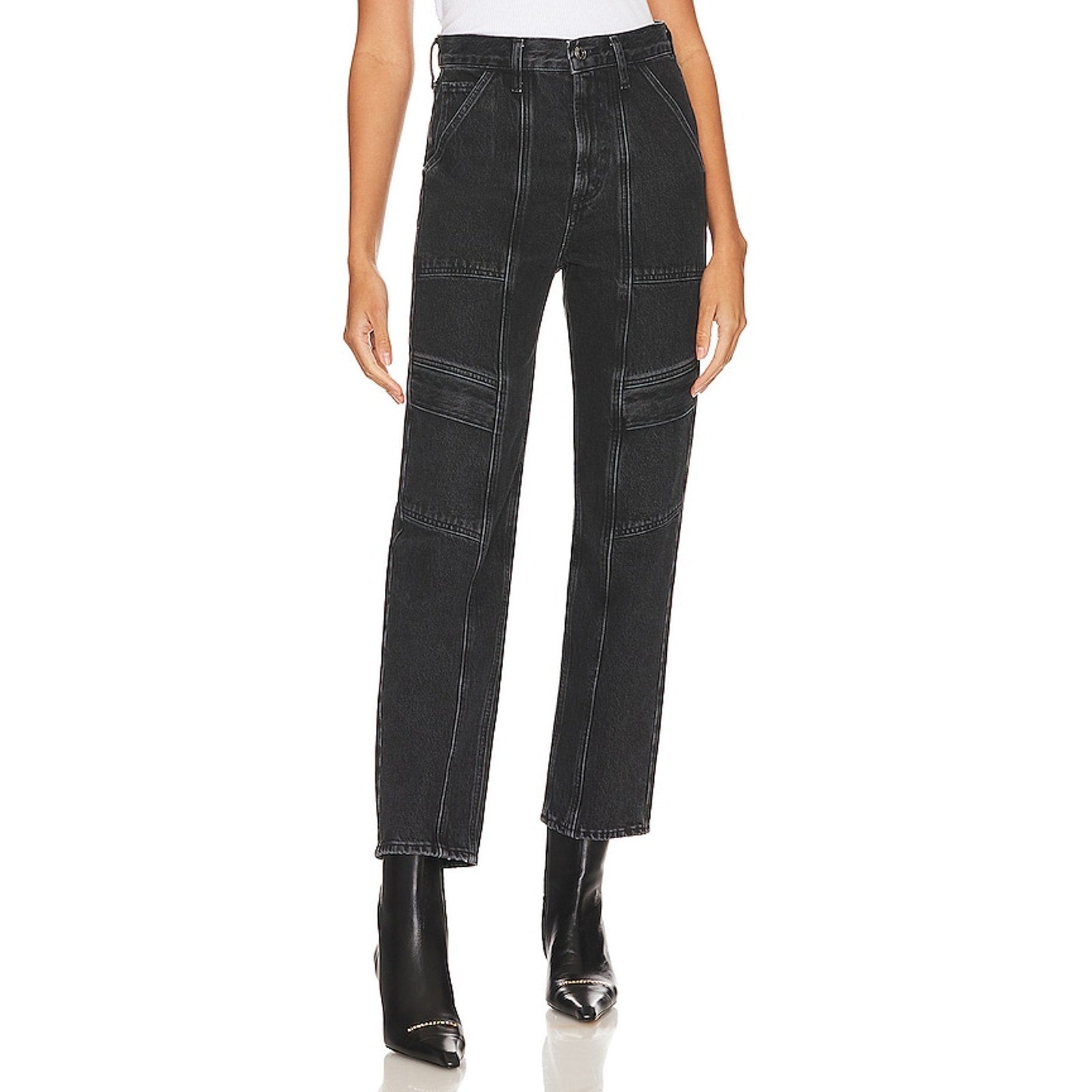 Agolde Cooper Black Cotton Cargo Denim Jean Size 25