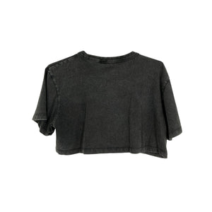 Alexander Wang Acid Wash Black Crop T Shirt Size S