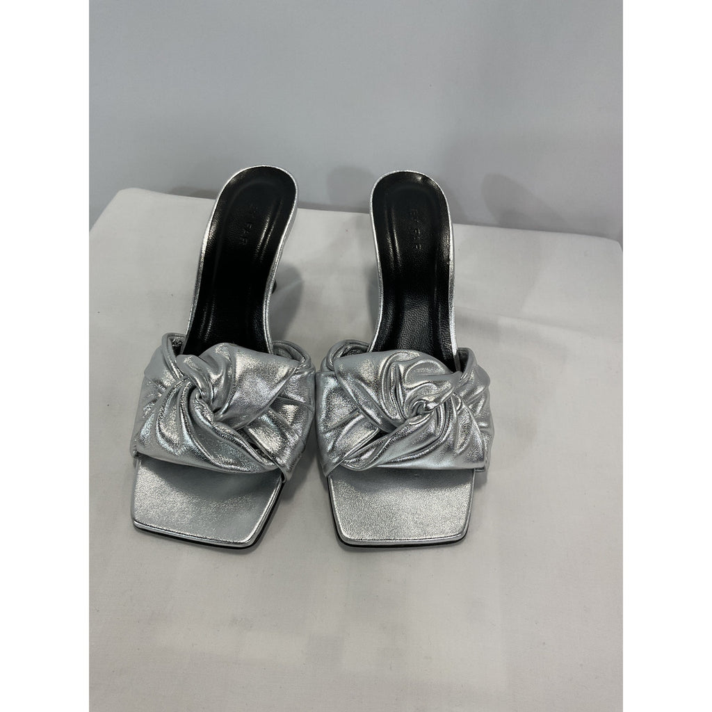 By Far Nmx' Lana Silver Leather Heels Size 9